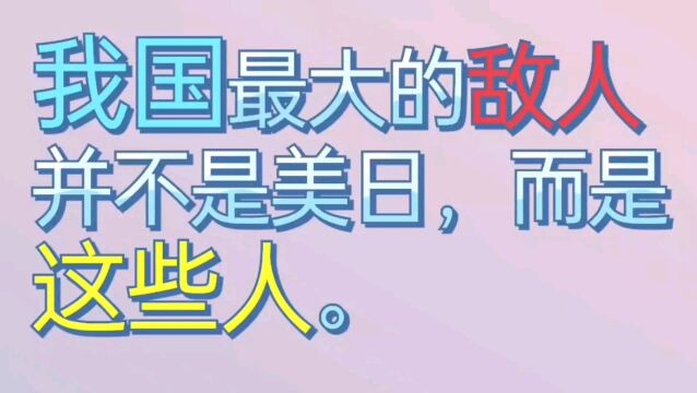 我们国家最大的敌人并不是美国和日本,而是我们国家里的一部分人.