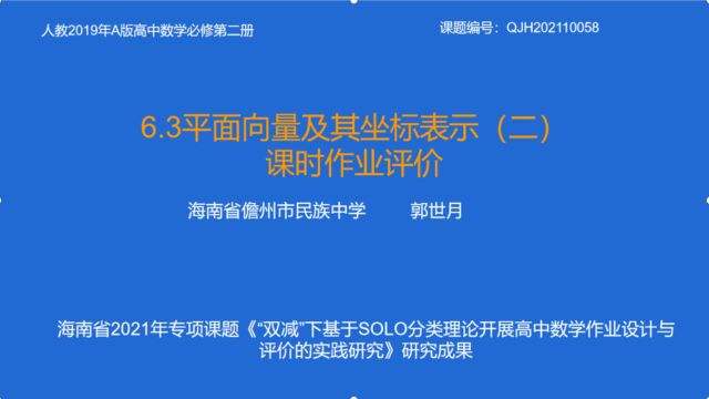 6.3平面向量及其坐标表示(二)课时作业评价