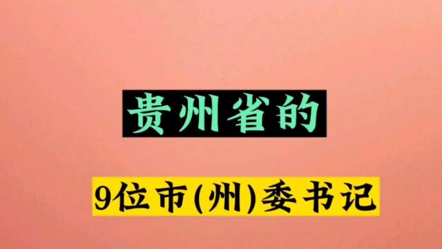 贵州省,9位市(州)委书记,来看看都有谁?哪里人?你都知道谁?