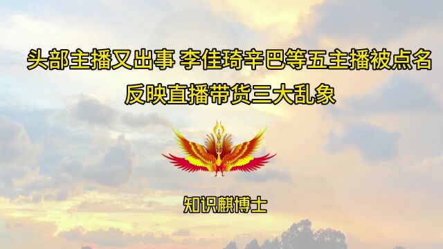 头部主播又出事 李佳琦辛巴等五主播被点名反映直播带货三大乱象