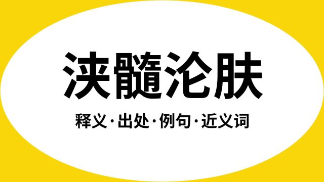 “浃髓沦肤”是什么意思?