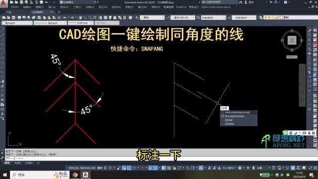 CAD绘图一键绘制同角度的线