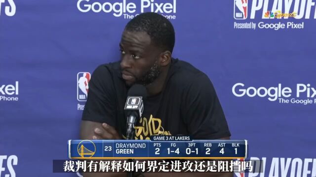 追梦：裁判没解释如何去界定进攻还是阻挡犯规 不会改变防守方式