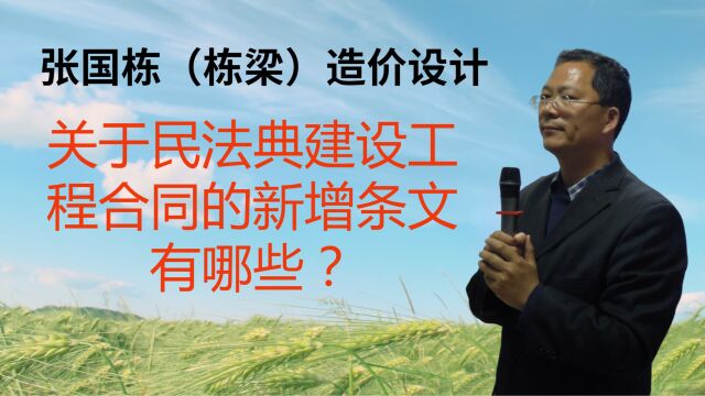 张国栋(栋梁)造价设计:关于民法典建设工程合同的新增条文有哪些?