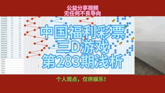 中国福利彩票第283期个人浅析,仅供娱乐.公益分享视频,无任何不良导向.