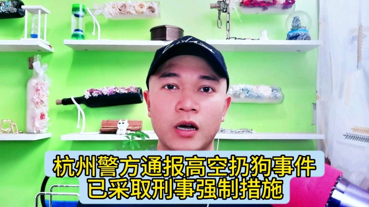 杭州警方通报高空扔狗事件,已采取刑事强制措施