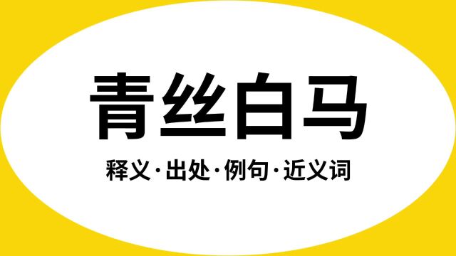 “青丝白马”是什么意思?