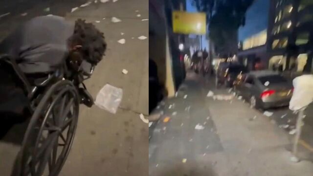 实拍美国旧金山街头景象:白色垃圾堆积满地 无家可归者随处可见