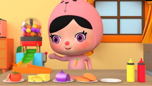 《益智宝贝kiki兔》第04集制作美味汉堡包认食物儿童早教动画