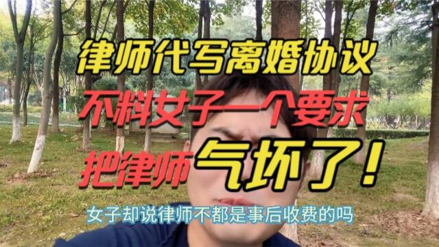 女子找律师写离婚协议,谁知一个要求,气坏律师!律师:写了没用