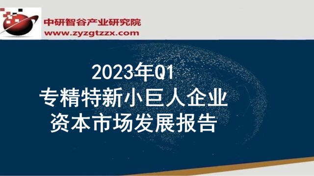 2023年1季度专精特新小巨人企业资本市场发展报告