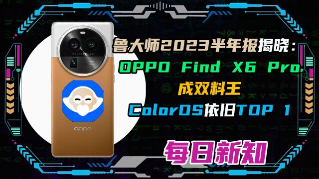 鲁大师2023半年报揭晓:OPPOFindX6Pro成双料王,ColorOS依旧TOP1