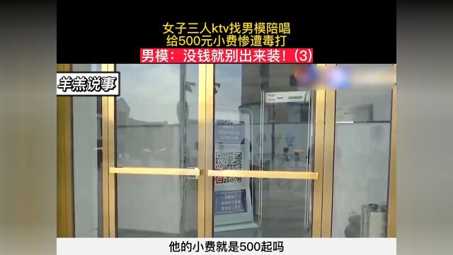 女子三人ktv找男模陪唱,给500元小费惨遭毒打,男模:没钱就别出来装.纪实故事社会百态 3