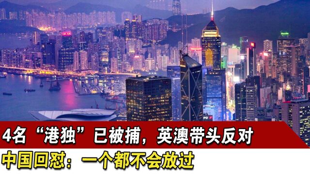 4名“港独”已被捕,英澳带头反对,中国回怼:一个都不会放过