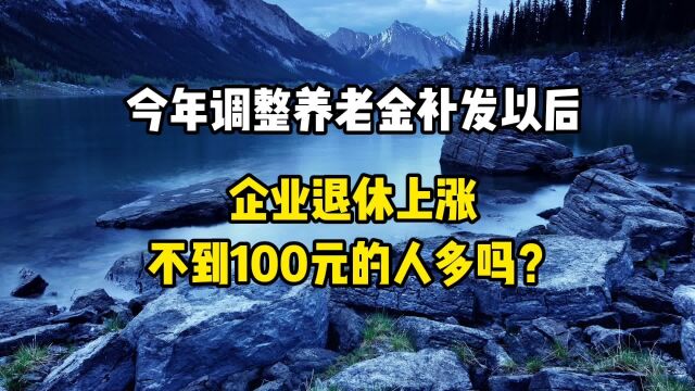 今年养老金调整补发以后,企业退休上涨不到100元的人多吗?