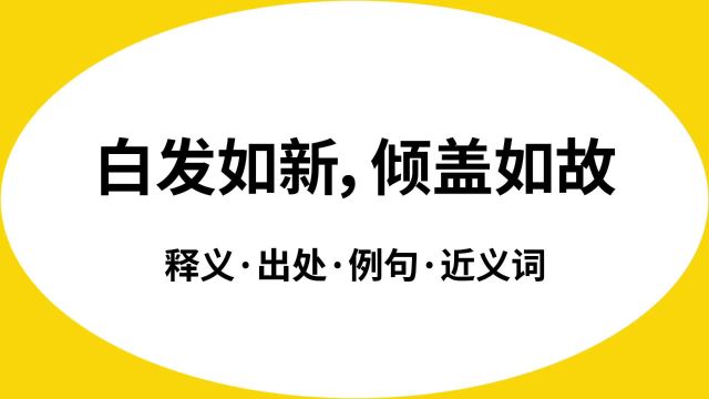 “白发如新,倾盖如故”是什么意思?