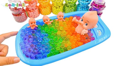 玩具动画：为玩具小宝宝制作彩虹浴缸，五颜六色水晶球，太漂亮了