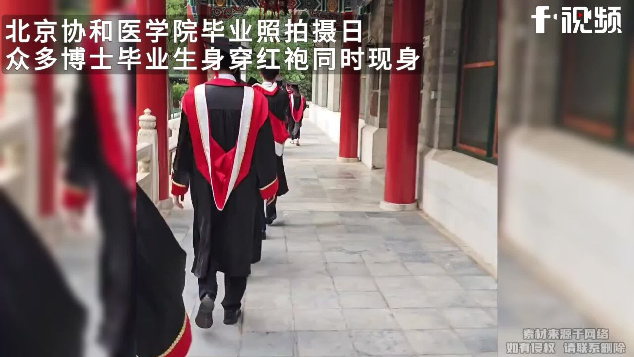 医学院毕业照拍摄日,博士毕业生身穿红袍同时现身,场面十分壮观