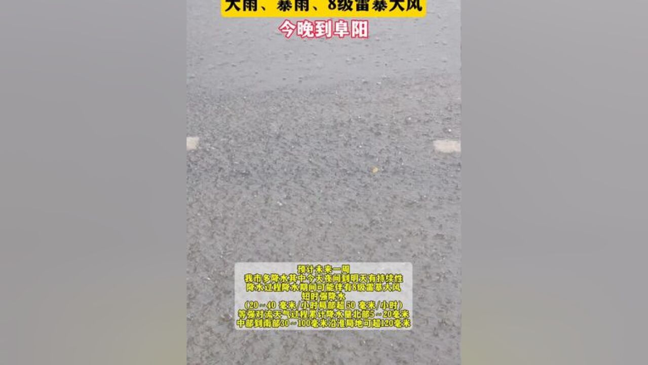 大雨、暴雨、8级雷暴大风!今晚到阜阳!