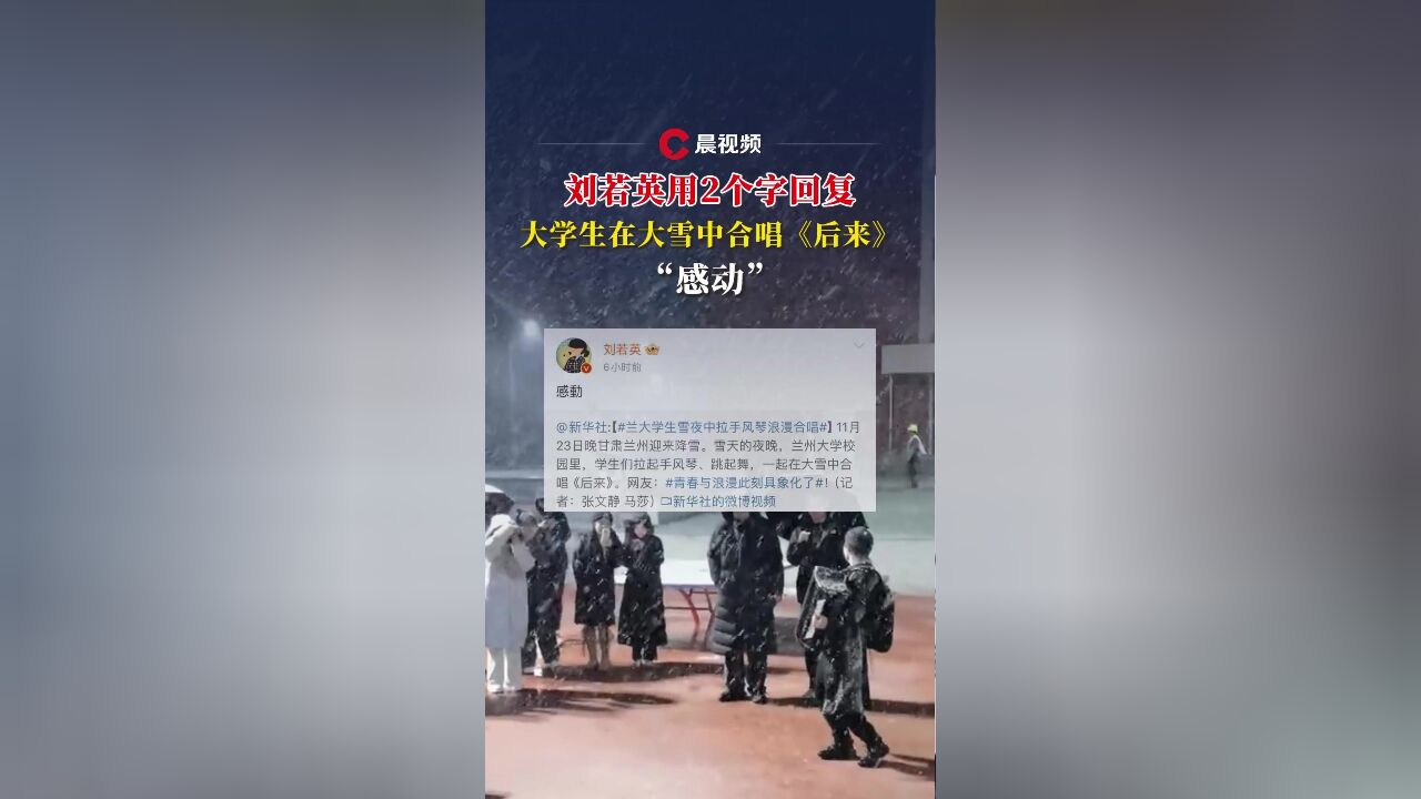 刘若英回复大学生在大雪中合唱《后来》:感动