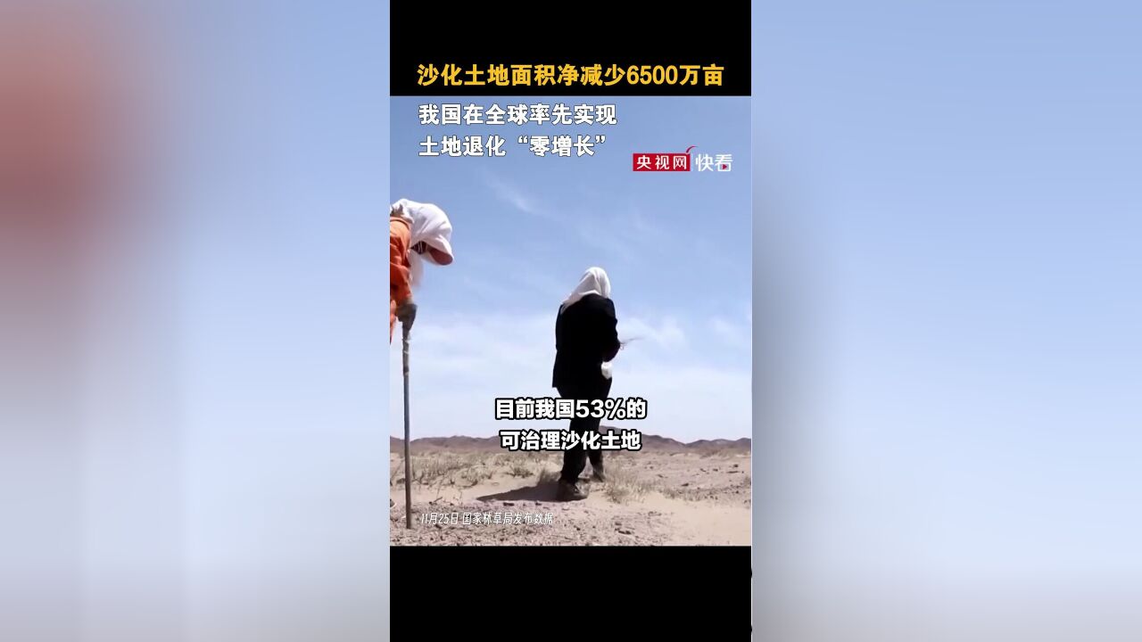 国家林草局:沙化土地面积净减少6500万亩,我国在全球率先实现土地退化“零增长”!