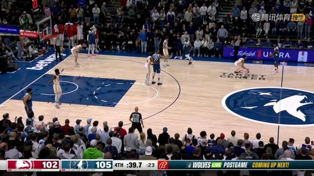 NBA常规赛：老鹰vs森林狼第4节英文原声回放