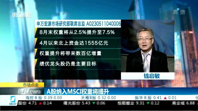 A股纳入MSCI权重将提升