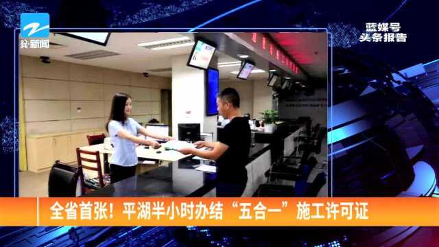 全省首张!平湖半小时办结“五合一”施工许可证