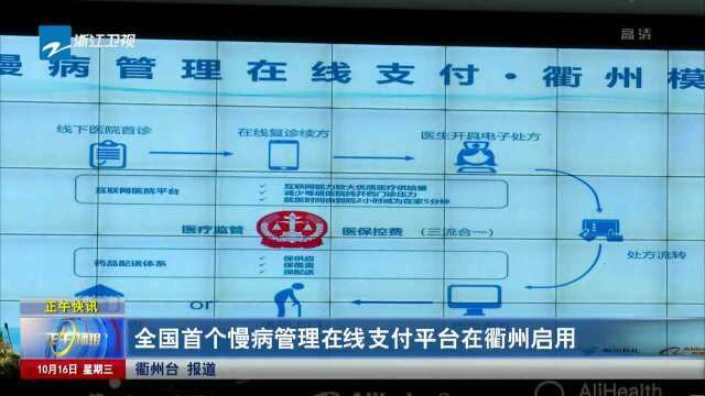 全国首个慢病管理在线支付平台在衢州启用