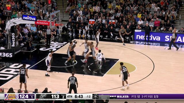  NBA常规赛：湖人vs马刺第4节中文解说回放