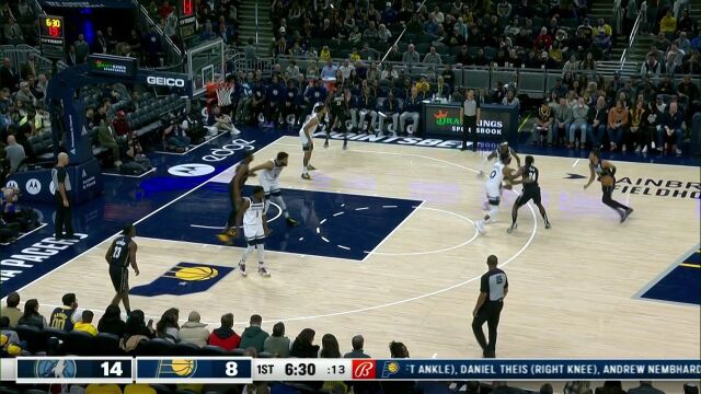NBA常规赛：森林狼vs步行者第1节原声解说回放