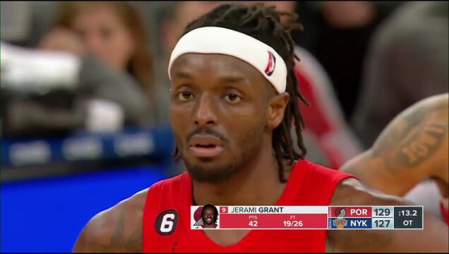 NBA常规赛：开拓者vs尼克斯加时赛英文原声回放