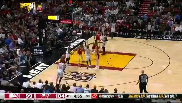 NBA常规赛：老鹰vs热火第4节中文解说回放
