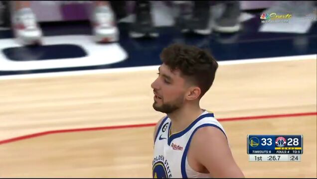 NBA常规赛：勇士vs奇才第1节 英文解说回放