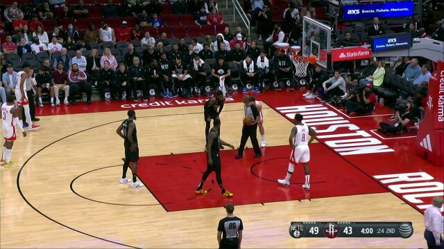 篮网vs火箭第2节英文原声回放