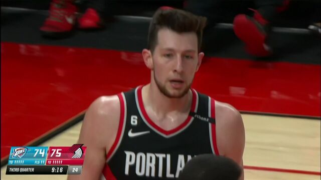 NBA常规赛：雷霆vs开拓者第3节英文原声回放