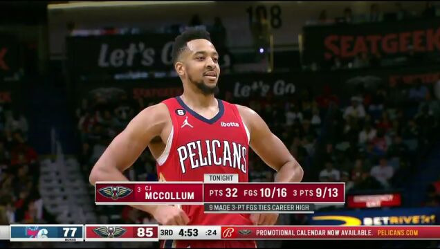 76人vs鹈鹕第3节英文原声回放