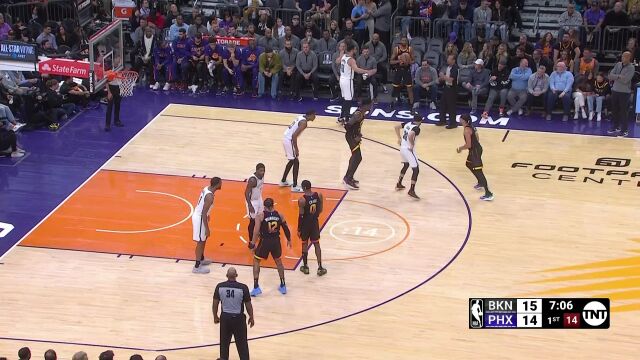 NBA常规赛：篮网vs太阳第1节英文原声回放