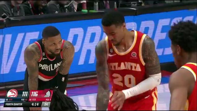 NBA常规赛：老鹰vs开拓者第4节英文原声回放