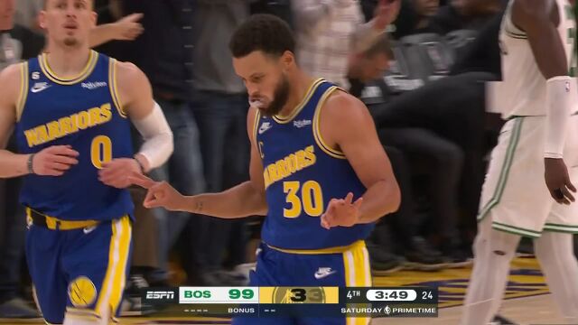 NBA常规赛：凯尔特人vs勇士第4节英文原声回放