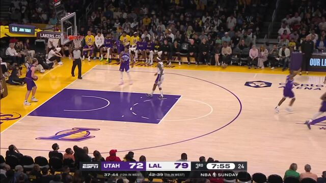 NBA常规赛：爵士vs湖人英文原声全场回放