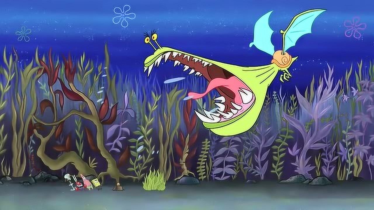 《海绵宝宝》可爱的小蜗牛竟变成了大怪物!唯一的蟹堡也被夺走了?