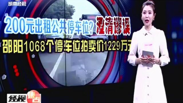 邵阳澄清出租公共停车位谬误 1068个停车位拍卖价1229万元