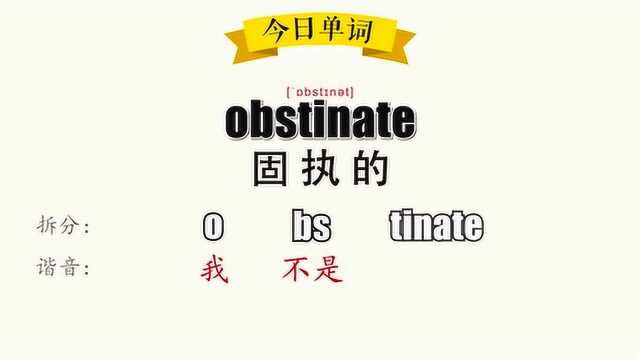 超级记忆之单词记忆 obstinate 固执的