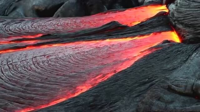 地心之火,夏威夷火山的熔岩流,画面太美