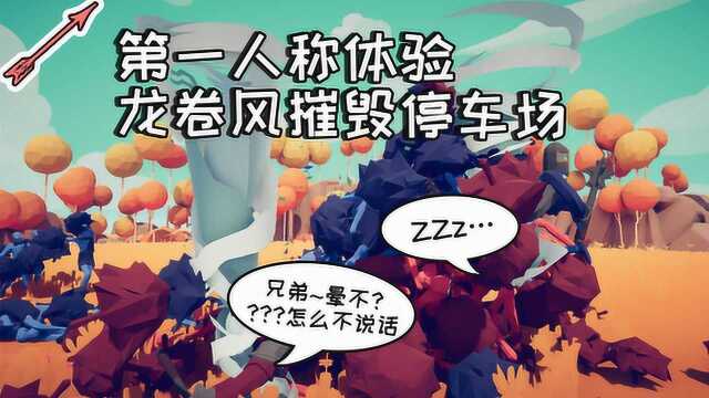 第一人称体验龙卷风摧毁停车场!丨全面战争模拟器丨红箭红