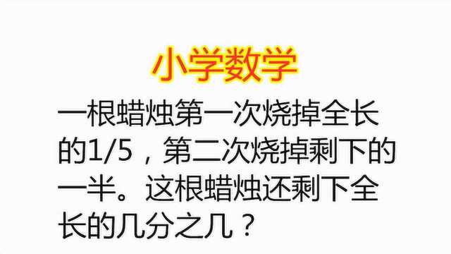 一根蜡烛第一次烧掉全长1/5,第二次烧掉剩的一半,剩几分之几