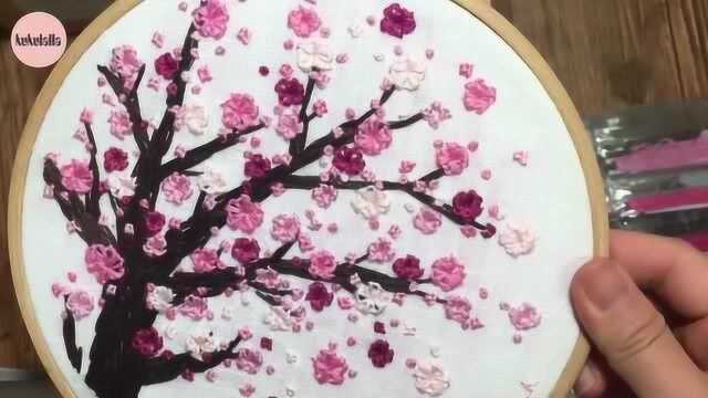 韩国大师刺绣作品:樱花刺绣技巧