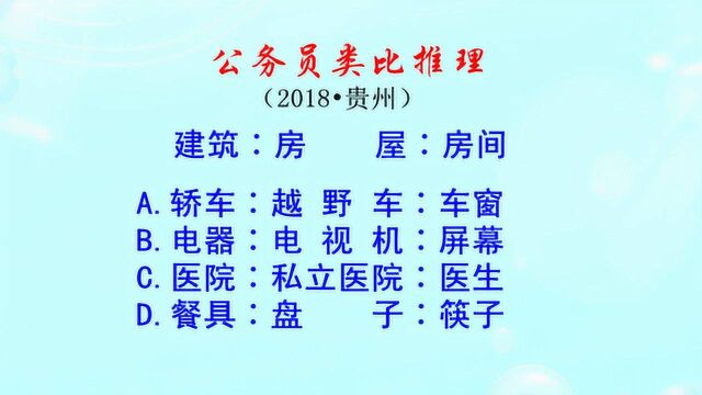 公务员类比推理,建筑和房屋是什么逻辑关系?盘子和筷子呢