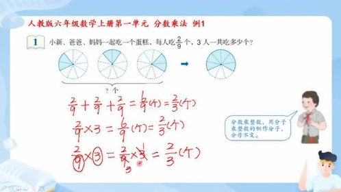 人教版六年级数学上册 第一单元分数乘法例1讲解